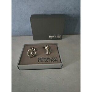 Keneth Cole Reaction  Stainless Steel Pretzel/Beer Cufflinks (O-5)